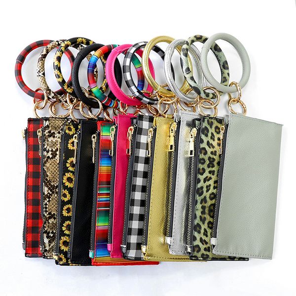PU-Leder-Taschen-Schlüsselanhänger, Charm-Armband, Armreif, Leopard, Sonnenblume, bunt, Auto-Schlüsselanhänger, Schlüsselanhänger, Handy-Clutch, Geldbörse, Schlüsselanhänger