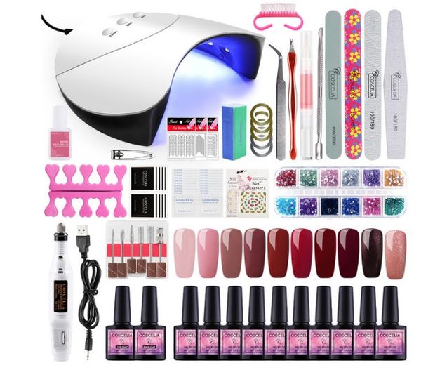 

gel polish nail art manicure tools kit uv led nail lamp dryer colors nail polish diy tools