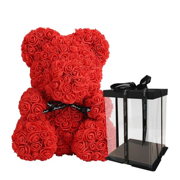 

drop shipping valentine's day gift rose flower 25cm rose teddy bear artificial decoration women christmas valentines gift