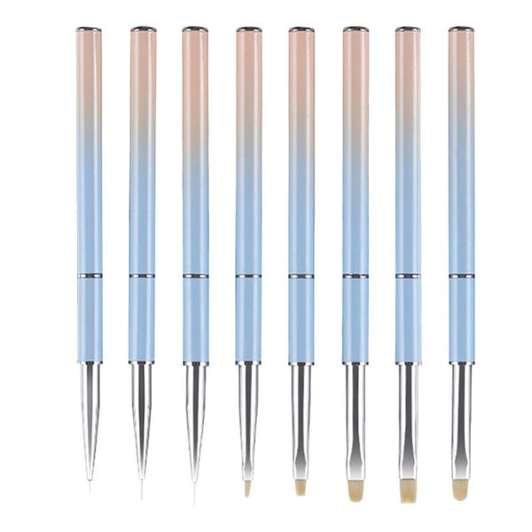 

8pcs lightweight painting smooth liner pen practical uv gel drawing art pvc nail brush set gradient ramp portable home