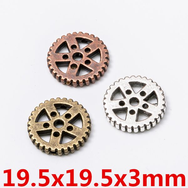 

50pcs 19mm vintage silver rose gold gear connector charms antique bronze pendants for bracelet necklace earring diy jewelry, Bronze;silver