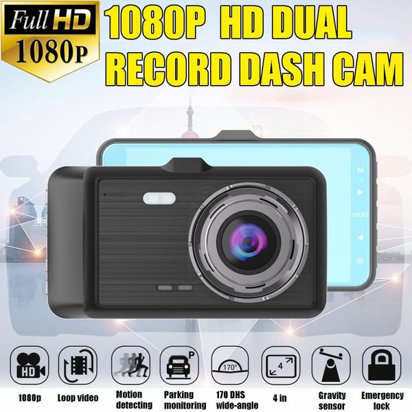 

1080p full hd 4 inch car dvr rear view camera 170 degree front & rear camera night vision g- sensor system for car parking