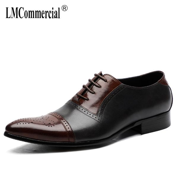 

new spring genuine leather wedding shoes male bridegroom business dress men british pointy lace-up men dress shoes, Black