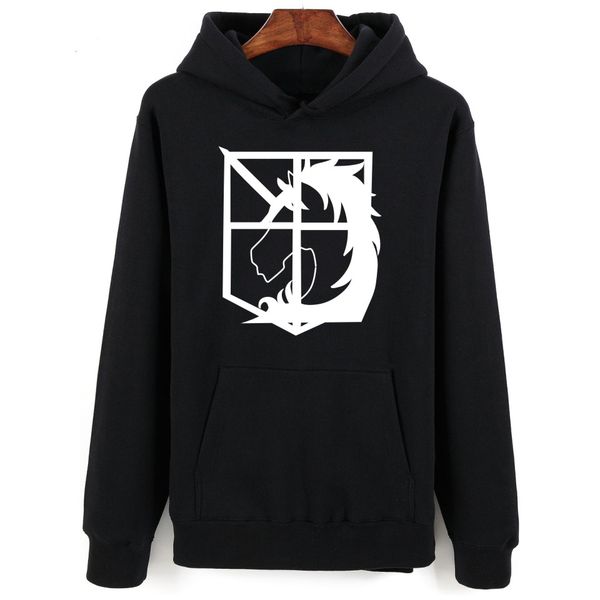 

harajuku attack on titans printed sweatshirts hoodies men women korean version pullover camouflage cool hip hop leisure moletom, Black