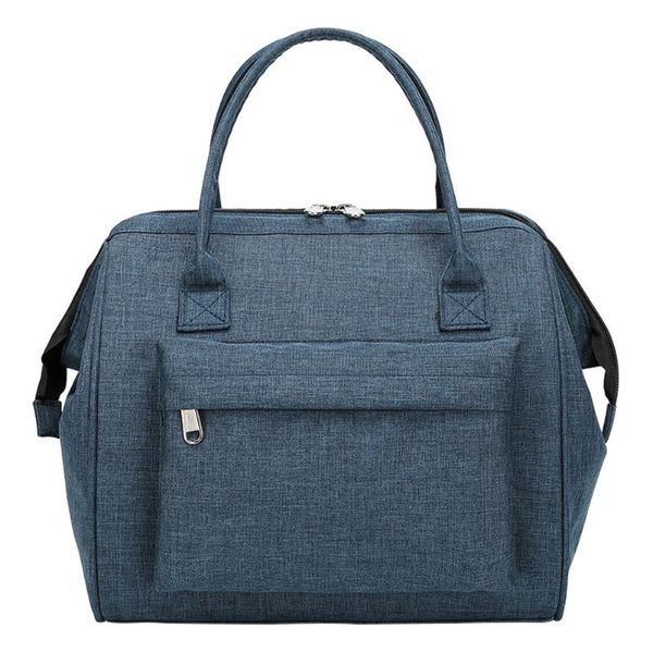 

zipper handle tote carry insulated wear resistant multifunction delivery large pouch stylish oxford cloth picnic lunch bag, Blue;pink