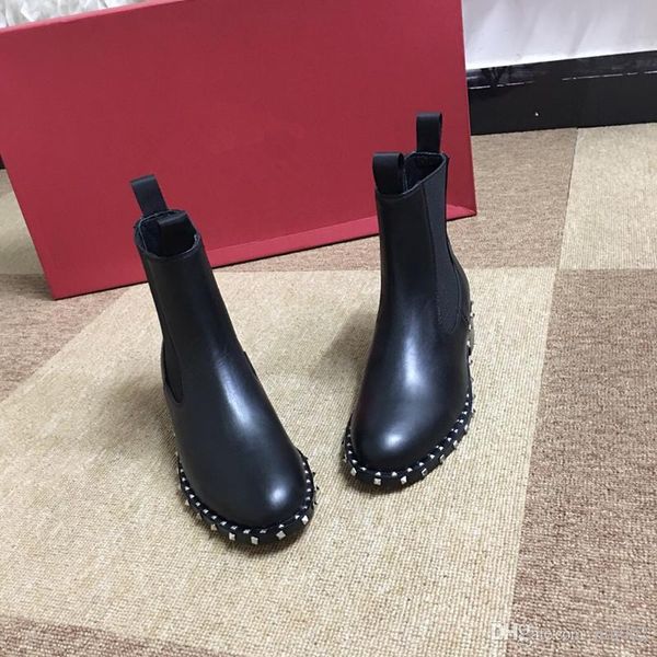 

fashion leather star women shoes woman leather short autumn winter ankle designer fashion brand women shoes fgc19082412, Black