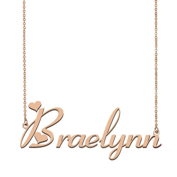 

brealynn name necklace pendant for women girls birthday gift custom nameplate children friends jewelry 18k gold plated stainless steel, Silver