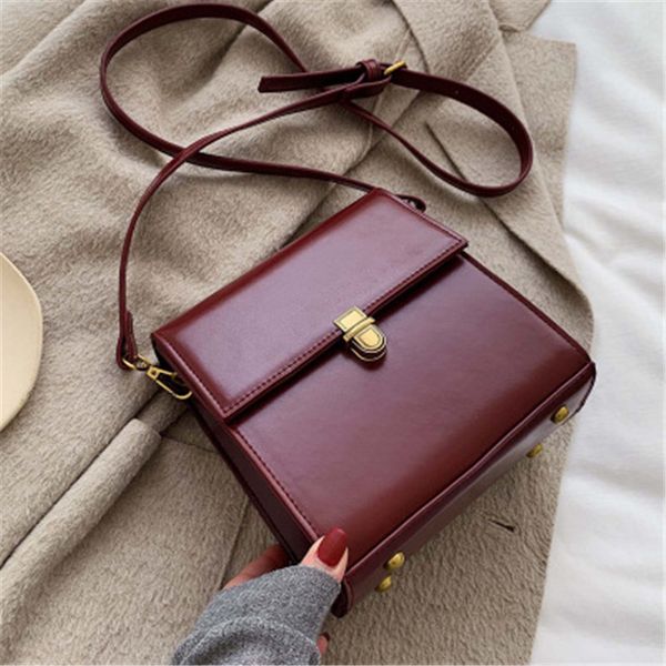 

vintage solid color pu leather crossbody bags for women 2020 lock shoulder messenger bag female travel handbags and purse