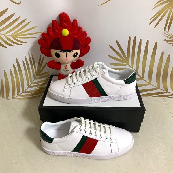 

designer shoes ace luxury embroidery brand white green red green striped design sports shoes men and women casual sports shoes 35-47, White;red