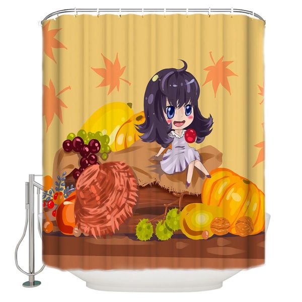 

halloween pumpkin little witch shower curtain waterproof bathroom curtain