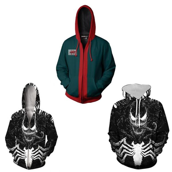 

hero return hoodie 3d digital print white cosplay movie jacket, Black