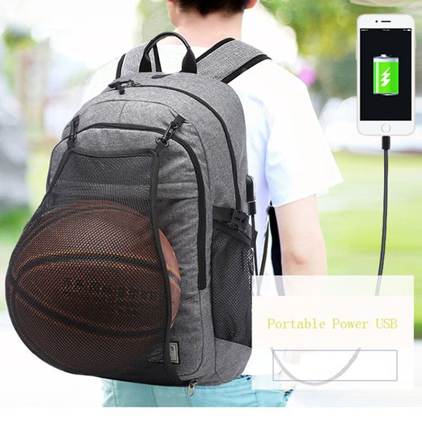 

2019 sport backpack men basketball backpack school bag for teenager boys soccer ball pack lapbag football net gym bags male