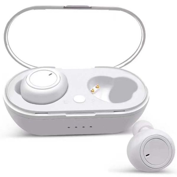 

bluetooth 5.0 stereo hi-fi sound with bass wireless earphones built-in mic headset, 24 hours playtime, in-ear bluetooth earphones white