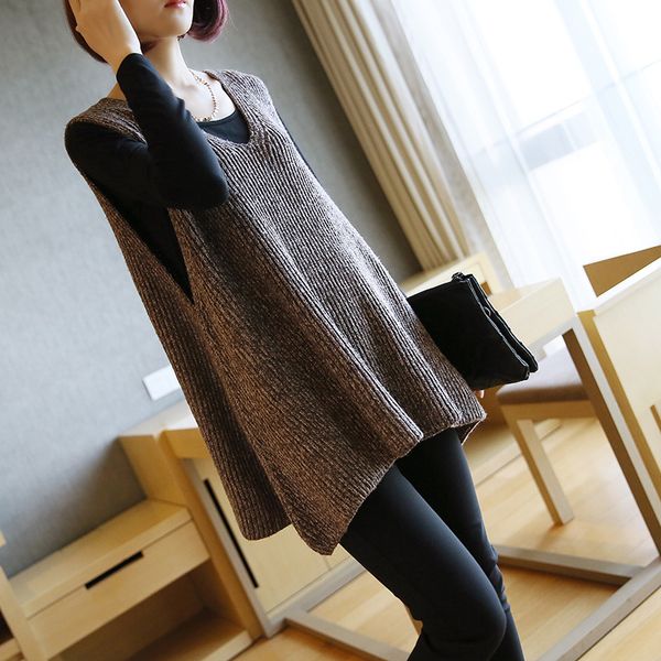 

women's vests women loose knitted sleeveless ladies sweaters knitwear 2021 spring v neck knitting pullovers female knit, Black;white