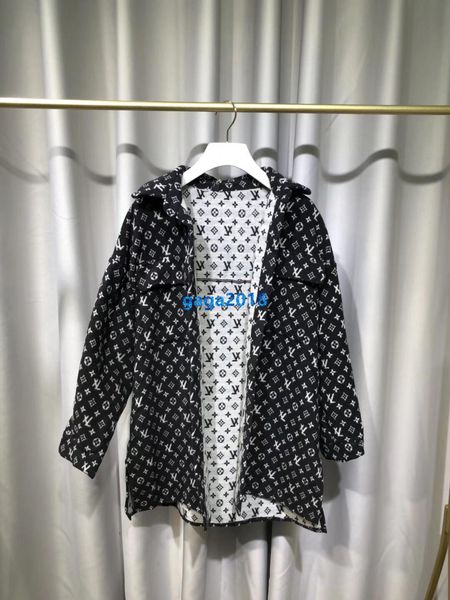 

high end женщины девушки рубашка all-over монограмма письмо шаблон пэчворк однобортный лацкан шеи с длинным рукавом тройник блузка мода диза, White