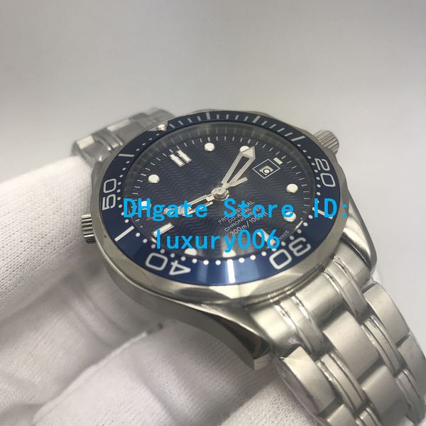 

watches bond 007 blue sea waves dial limited edition watch professional men sprots stainless steel automatic watch men's watches 43mm, Slivery;brown