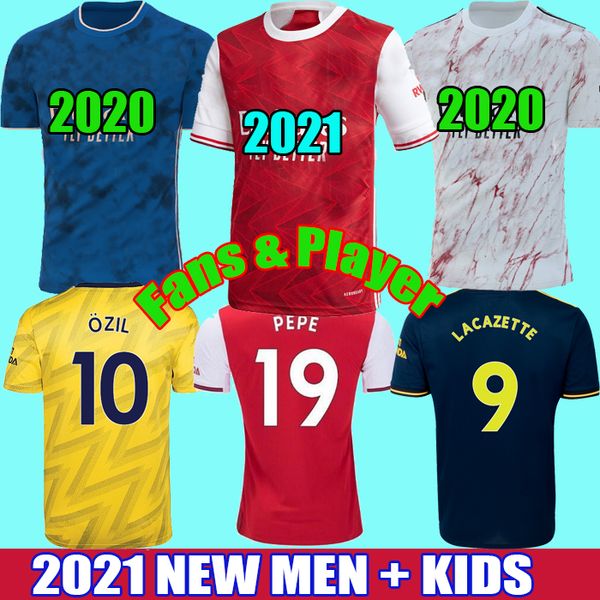 

2021 fans player version arsen soccer jersey pepe nicolas ceballos henry 20 21 guendouzi tierney tierney saka football shirts men kids kit, Black;yellow