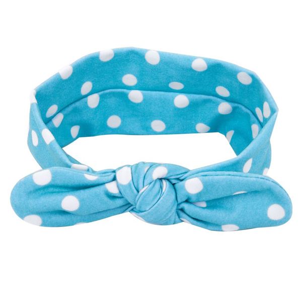 

hairband,baby ears polka dot elastic bow turban knitted headband, Slivery;white