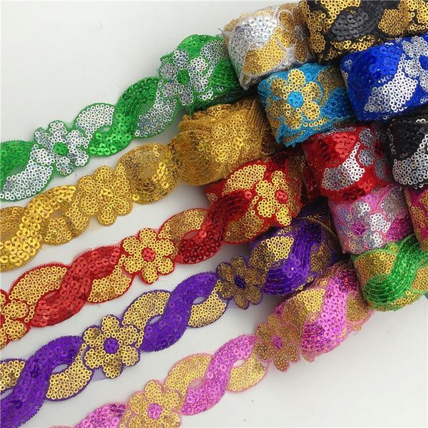 

дешевый цветок sequin ткань венеция украшенная плетеный края metallic люкс свадебный обрезка wide: 3 см, Black