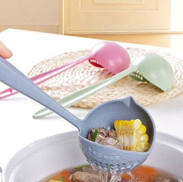 

sales wholesales 2 in 1 kitchen cooking soup spoon pot skimmer slotted ladle filter spoon