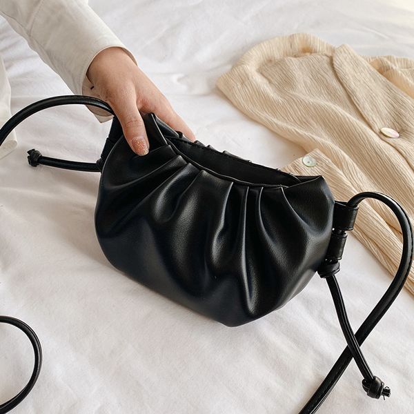 

fashion soft pu leather cloud shape women day clutch bag pleated dumpling shoulder messenger bag small cute lady crossbody
