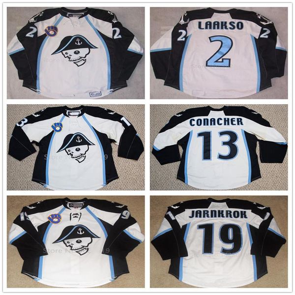 

milwaukee admirals #2 teemu laakso #13 conacher #19 calle jarnkro ретро хоккейная майка мужская сшитая на заказ номер имя майки, Black;red