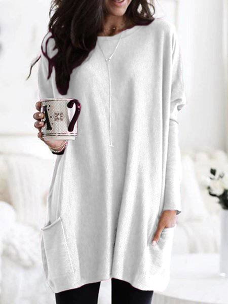 

womens designer t shirts women clothes ladies fashion autumn and winter long sleeve casual pocket tshirt loose plus size christmas, White