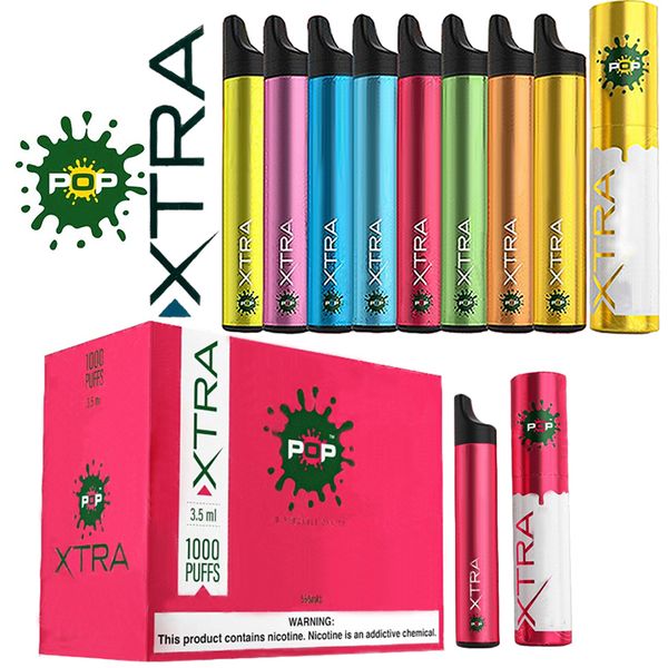 

New POP XTRA Disposable Vape Pen 3.5ml Cartridges Pod 1000puffs Pre-filled Starter Kit Device System Vaporizer e Cigs Vapors Fast Shipping