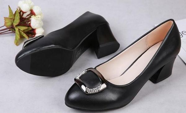 

2019 women's shoes in spring and autumn with new style high heel coarse heel round head @223, Black