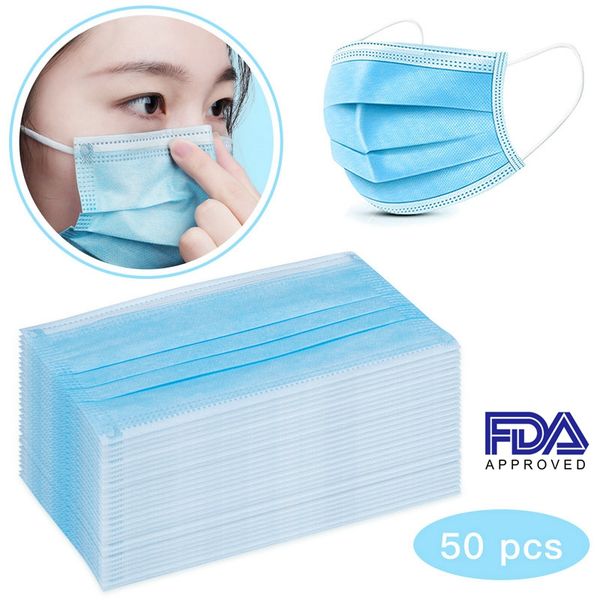 

50pcs 3 laye anti-pollution mask dust protection masks disposable face masks elastic ear loop disposable dust filter safety mask