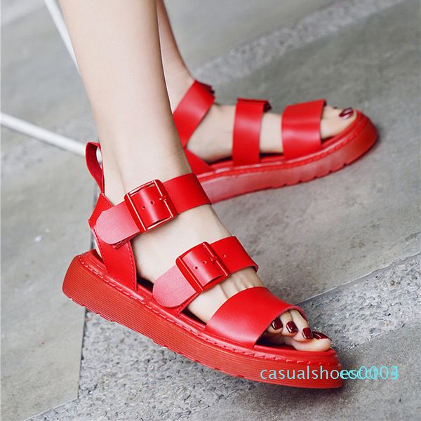 

genuine leather women sandals gladiator summer shoes 2019 platform black flat woman casual shoes beach sandals woman c03