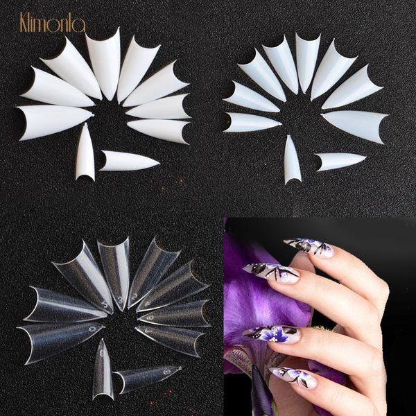 

500pcs sharp head french false nail tips natural /clear/white stiletto nails full cover acrylic fake nails for nail art, Red;gold