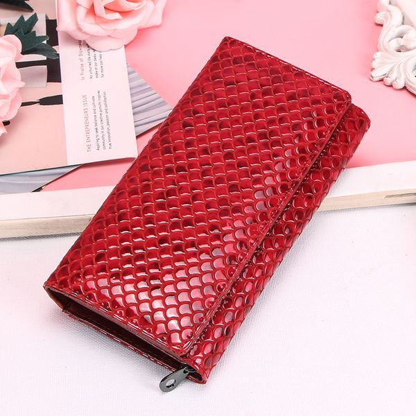 

contact's genuine leather women wallets fashion female coin purse portomonee zipper pocket for money bag long clutch wallet, Red;black