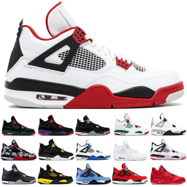 

New Fashion BRED 4 men basketball shoes sneakers thunder White Cement Pure Money Royalty Game Royal 4s Sports Sneakers shoes 7-13