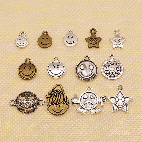 

100 pieces supplies for jewelry materials character smile face hj022, Bronze;silver