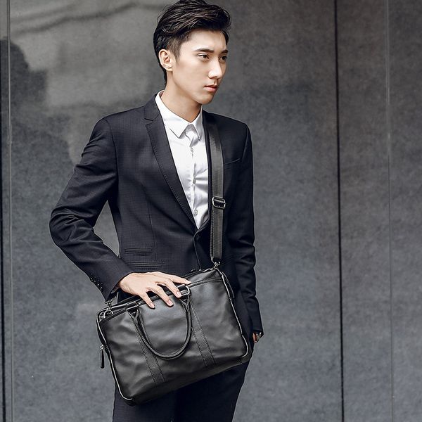 

new portable commuter business bag leather fashion youth shoulder crossbody bag casual trendy men's briefcase