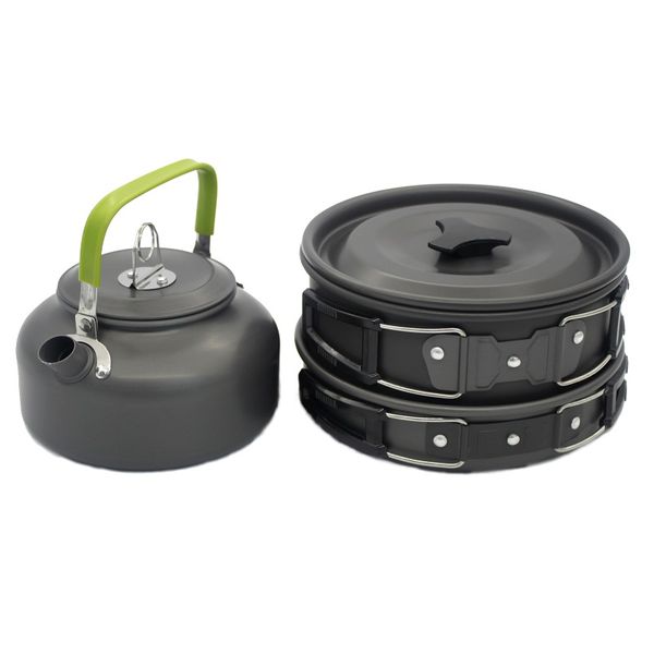 

3pcs cooking set cookware water kettle aluminum portable coffee pot teapot travel camping nature hiking pcinic tableware pan