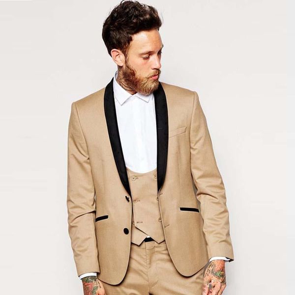 

new slim fit champagne wedding men suits groom tuxedos bridegroom sets 3 pieces (jacket+pants+vest) man blazer prom 165, Black;gray
