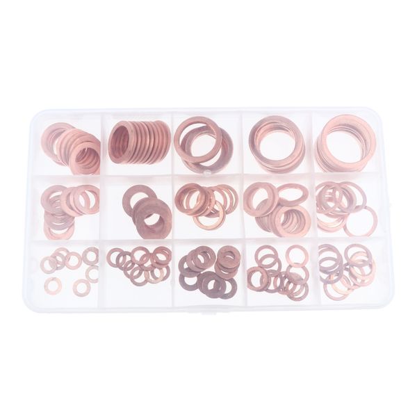 

150 pcs,15 sizes, copper metric sealing washers assortment set auto repair