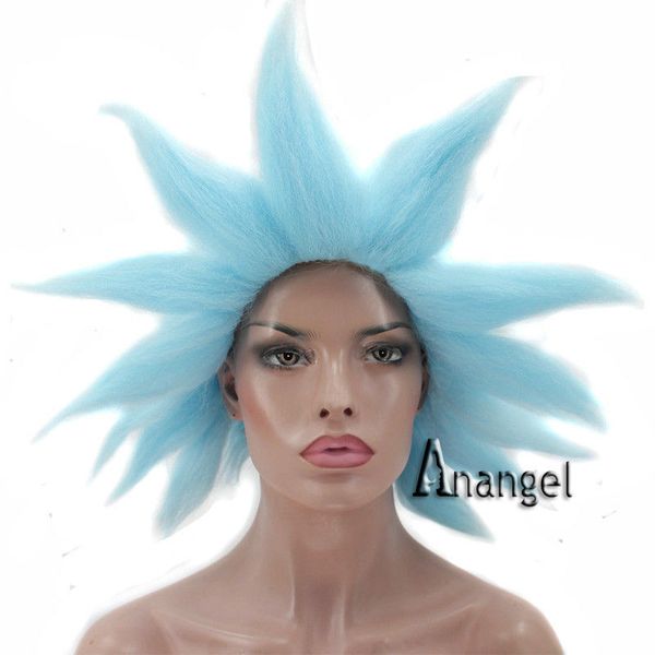 Anogol Rick Sanchez Cosplay Wig Blue Short Hair For Boy
