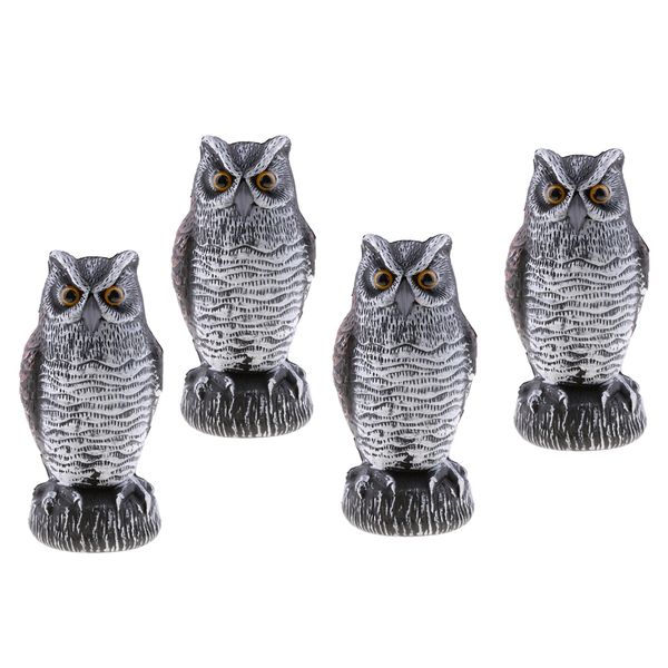 

pack of 4 fake owl decoy for garden bird repellent scarecrow diverter - keep birds, mice, squirrels, rabbits away - hollow design