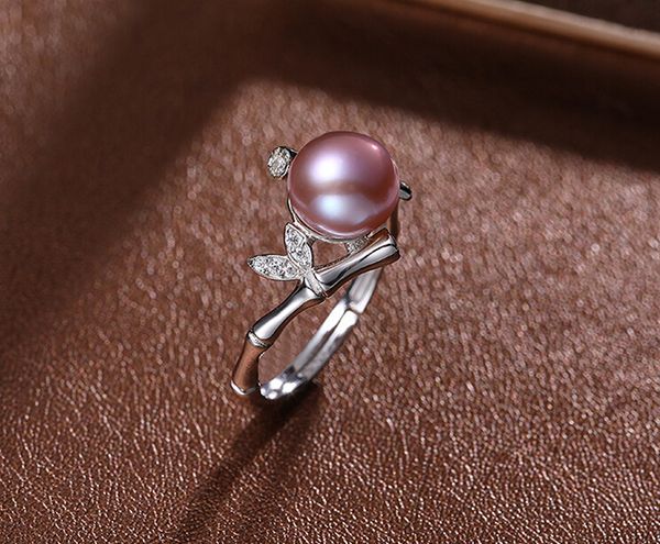 

430 purple pearl design ring, Slivery;golden