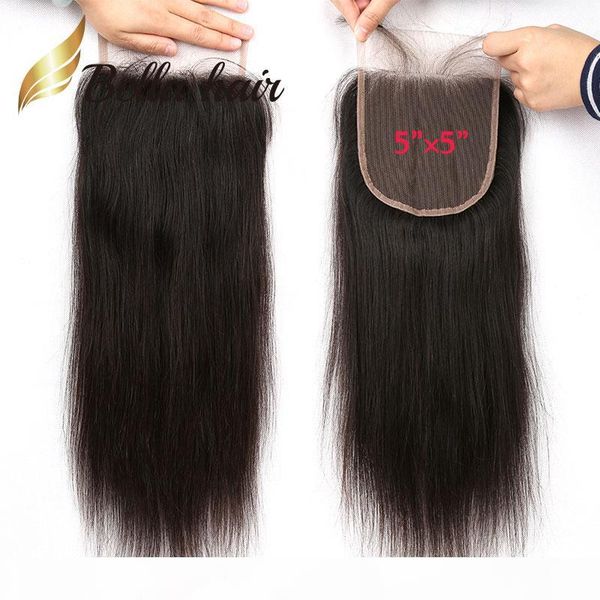 

bella hair 10a grade 5*5 lace closure straight human hair peruvian indian malaysian brazilian hair closure 12 14 16 inch, Black;brown