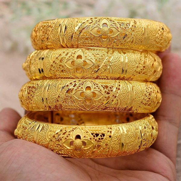 

wando 4pcs ethiopian bangles for women gold color dubai/african/arab/middle east bracelets party wedding gifts can open b24, Black