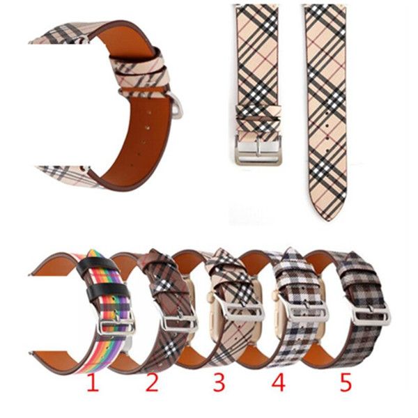 

For apple watch 2 3 4 trap band genuine real leather trap cotti h plaid patter band 38 42mm 40 44mmbracelet with adapter