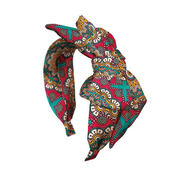 

hair accessories women hairbands floral printed wide bow bands bohemian head band high quality