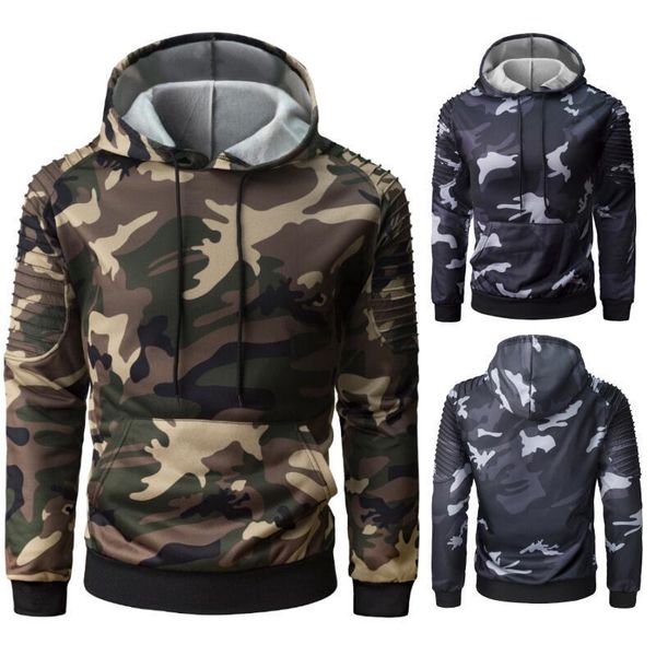 

fashion camouflage hoodie men autumn winter sweatshirt long sleeve casual hip hop hoodies men camo pullovers plus size 3xl, Black