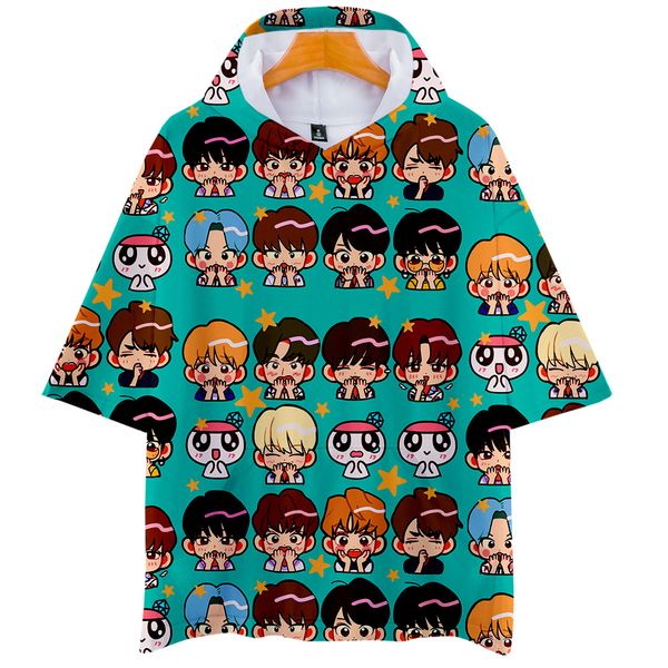 

frdun 3d семнадцать летние толстовки с коротким рукавом футболка kpop повседневная новый с коротким рукавом симпатичные мягкие модные летние, White;black