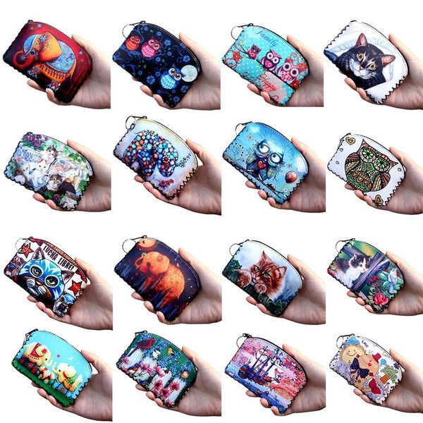 

female cute cartoon small zipper coin purse girl money bag change pouch coin key holder fashion kids purse mini wallet 16 color, Red;black