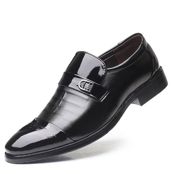 

2019 new big size 38-48 oxfords leather men shoes fashion casual slip on formal business wedding dress shoes men drop shipping, Black
